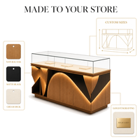 Vitrine d'exposition de bijoux LED haut de gamme en gros, vitrine en bois, métal et verre sur mesure pour salle d'exposition et bijouterie