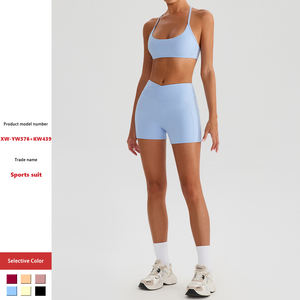 XW-YW576 KW439 Custom 2 Stück rücken freier BH Sport Hip Line Shorts Yoga Active wear Atmungsaktives Frauen Yoga Set Frauen Workout Set - Product Image 2