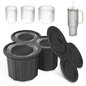 NISEVEN Hot Sale 3 In 1 Silicone Ice Cube Molds With Lid And Bin Reusable Large Ice Cube Tray For Stanley Cup