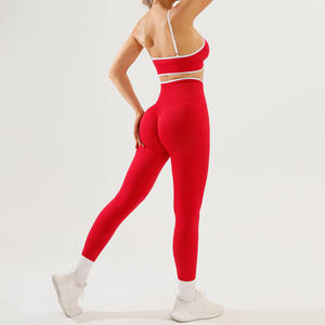 Ensembles de yoga pour femmes <span class=keywords><strong>Ensemble</strong></span> de yoga dos nu à couleur bloquée Vêtements de fitness à séchage rapide pour femmes Pantalon de yoga de sport maigre et amincissant - Product Image 2