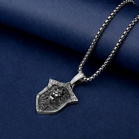 Collier extravagant de haute qualité avec pendentif bouclier de lion, collier cool pour hommes, hip hop, animal, chaîne en acier titane, collier punk