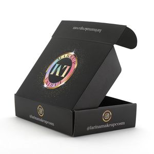 Boîte d'emballage en papier ondulé noir, 25 pièces, découpe personnalisée, avec cœur, produits cadeau, littéraire, cheveux mat, boîte d'abonnements, livraison - Product Image 4