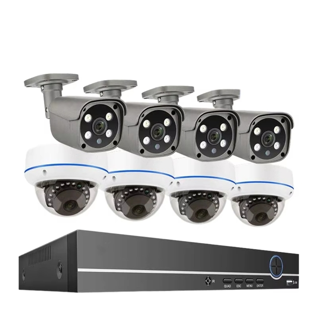 Smart AI 5MP 8CH Poe CCTV Camera System 2K Home Security Human Motion Detection Indoor Outdoor CMOS Sensor H.265 Built-in Siren