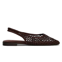 Sandales Femme de Luxe Designer Décontractées à Enfiler Tissées de Travail à Bride Arrière, Chaussures à Bout Carré en Maille, Ballerines Plates pour Dames