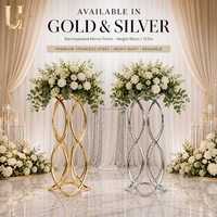 Support floral géométrique torsadé doré Uvenue 80 cm, support floral en métal, centre de table pour mariage, décoration d'événements et de banquets