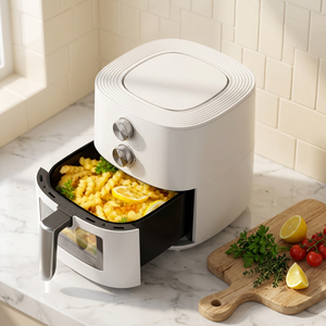 Friteuse à air carrée moderne 3,1-4,0 L avec panier en céramique antiadhésif, fenêtre d'observation et commande manuelle – Appareil de cuisine de comptoir - Product Image 1