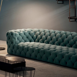 Furnistyle Ensembles de canapés Chesterfield en cuir italien moderne de luxe Éponge en cuir véritable pour le salon Meubles Love Seat - Product Image 2