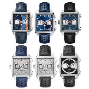 Correa de Reloj de Lujo de 22 mm en Piel de Becerro Genuina Azul y Blanca Estilo Rally Vintage, Banda de Repuesto Ajustable para <span class=keywords><strong>Relojes</strong></span> de Pulsera <span class=keywords><strong>Heuer</strong></span> - Product Image 6