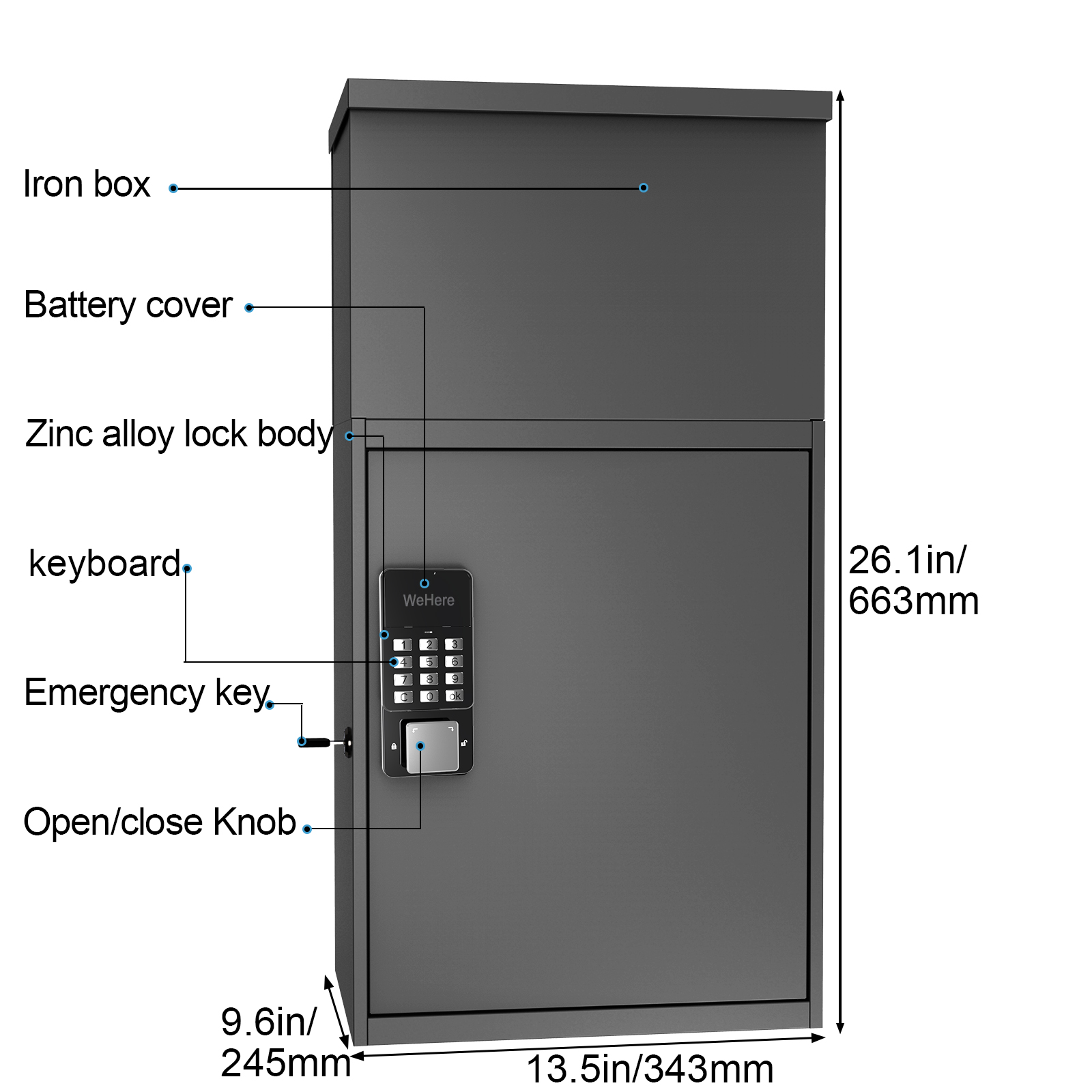盗難防止屋外スマートメールボックスホームレタードロップメール