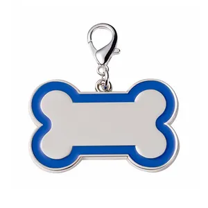 Custom Name Aluminum Sublimation Collar Name Engrave Necklace Dogtag Blank Metal Color Edge Bone Shape Custom Cat Pet ID Dog Tag