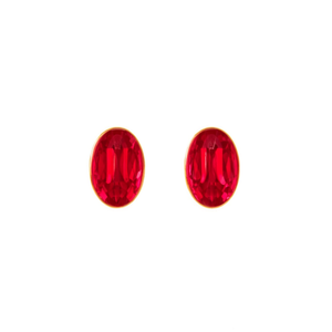 Fashion <b>Stud</b> <b>Earrings</b> 316L Stainless Steel PVD Gold Plating Red Gemstone Oval Shape - Product Image 2