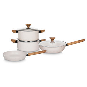 Sartén de aluminio prensado de alta calidad Rofee, mango de madera, nuevo estilo, sartén antiadherente - Product Image 5