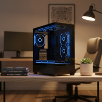 Boîtier de PC de jeu New Century Star Mid Tower en alliage d'aluminium EATX avec panneau latéral en verre trempé et ports USB avant