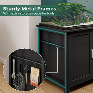 Support de réservoir à poissons moderne en bois/bambou robuste, convient aux réservoirs de 100/120/150 gallons, support d'aquarium étanche avec rangement - Product Image 2