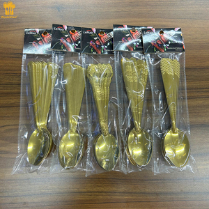 Échantillon Gratuit Livraison Rapide Yiwu Couverts en Acier Inoxydable Doré <span class=keywords><strong>Pas</strong></span> <span class=keywords><strong>Cher</strong></span> Cuillère <span class=keywords><strong>Fourchette</strong></span> 20g Ensembles de Couverts Cubiertos de Acero Inoxidable - Product Image 2
