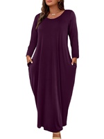 2025 automne nouvelle grande taille femmes col rond à manches longues robe ample avec poches confortable haute qualité tenue décontractée