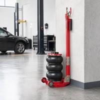 Cric pneumatique portable 3T à triple sac avec levier pliable, compact, pour urgence routière, atelier automobile, garage, rouge
