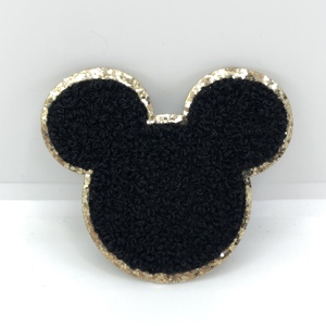 Venta al por mayor Logotipo de diseñador personalizado brillo Chenille bordado hierro parches en forma de corazón flor con diamantes de imitación cuentas Decoración - Product Image 2