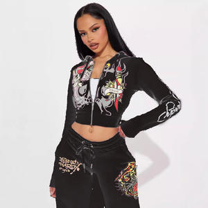 FloralCharm set pakaian bertudung wanita, <span class=keywords><strong>2</strong></span> potong kasual polos kasual celana Hoodie dua potong - Product Image 2