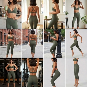 Ensemble de <span class=keywords><strong>yoga</strong></span> capri taille haute avec soutien-gorge dos croisé, effet ventre plat et respirant pour la gym, le <span class=keywords><strong>yoga</strong></span> et le quotidien - Product Image 3