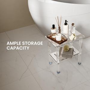 <span class=keywords><strong>Banc</strong></span> de douche en acrylique pour l'intérieur de la douche, robuste (peut supporter jusqu'à 300 lb), tabouret de douche avec étagère de rangement - Product Image 5