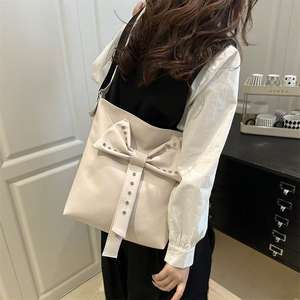 Women Shoulder Crossbody <b>Bag</b> with Oversized Bow and <b>Stud</b> Decoration - Product Image 1