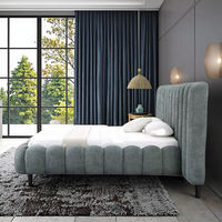 Neues Verstellbares Gepolstertes Plattformbett Modernes King-Size Doppelbett Massivholz Kiefernholz Bettgestell Luxuriöses Weiches Schlafzimmer-Möbelset 1