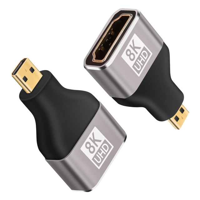 8K Micro HDMI to HDMI Adapter , HDMI Female to Micro HDMI Male HDMI 2.1 Bidirectional Connector Supports 8K 60Hz Camera Etc