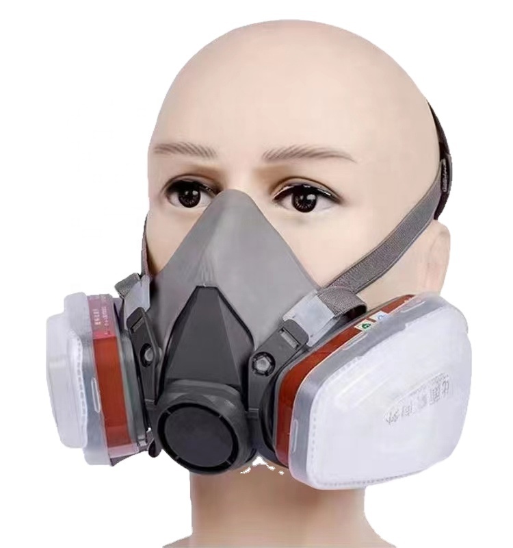 Penuh Wajah Karet Particulate Respirator Double Filter Gas Masker