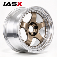 Jantes forgées IASX 2 pièces, 5 branches, centre bronze avec lèvre miroir, jantes en alliage JDM pour la course de dragster Honda Civic Nissan Toyota Supra