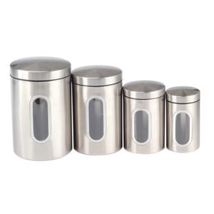 Modern Stainless Steel Multifunction Food Storage Containers Coffee <b>Canister</b> <b>Set</b> with Lid Visible Design Tea Sugar <b>Kitchen</b> Use - Product Image 1