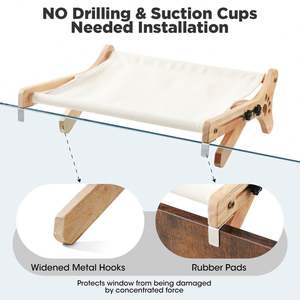 Lit pour chat mural en bois Spot-on Wholesale, lit suspendu pour chat à fixer sur la fenêtre, hamac pour chats - Product Image 3