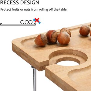 Creative Bamboo and Wood 4-Person Picnic <b>Table</b>, Square Wine Glass <b>Table</b>, Beach <b>BBQ</b> <b>Outdoor</b> Camping Portable Folding Wooden <b>Table</b> - Product Image 4