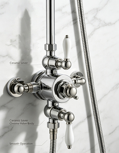 Classic Bathrooms Chrom-Messing-Thermostat-Armaturenset mit festem Duschkopf und Keramik-Telefonbrause - Product Image 2