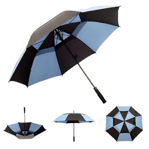 Новая модель на заказ ветрозащитный подарок от дождя 62 дюйма Большая вентилируемая ветровая мельница восьмиугольный двойной навес большой диск зонтик для гольфа