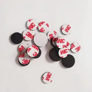 Customize Self Sticking Magnet Pieces Flexible Rubber Magnets Disc Dot With Adhesive