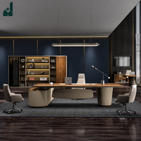 Bureau de direction moderne de luxe en placage de noyer AAA, laqué piano, en forme de L, avec boîte de rangement pour câbles multimédias et table d'appoint pour bureau