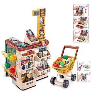 子供のシミュレーションスーパーマーケットセールスデスクショッピングカートコンビネーションセットスキャンキャッシャープレイハウススーパーマーケットおもちゃ