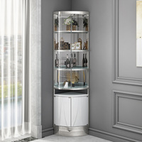 Présentoir à vin moderne doré, meuble à vin de luxe européen haut de gamme, armoire d'angle en acier inoxydable en forme d'éventail
