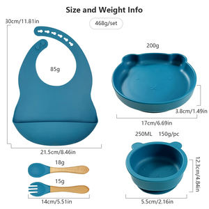 幼儿硅胶喂食餐具套装吸盘碗盘软勺叉可弯曲防滑无毒耐用环保 - Product Image 4
