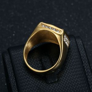 Bague pour homme Alpha Kappa Rho, plaquée or, acier inoxydable, design avec lettres en strass, bijoux cadeau - Product Image 4