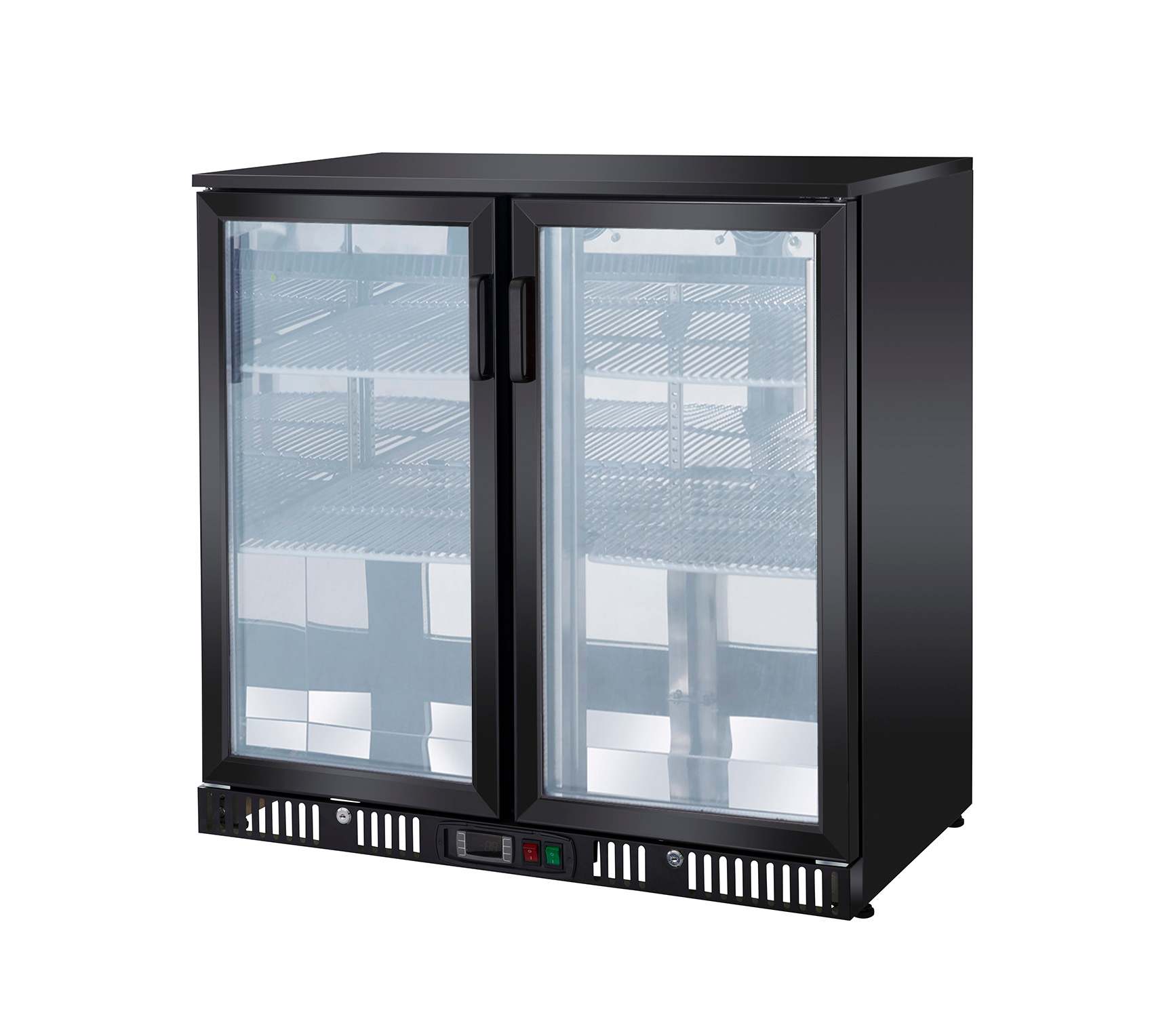 refrigerator black glass mirror door mini