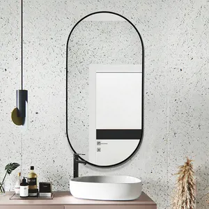 Espelho decorativo oval para parede, de metal, para banheiro