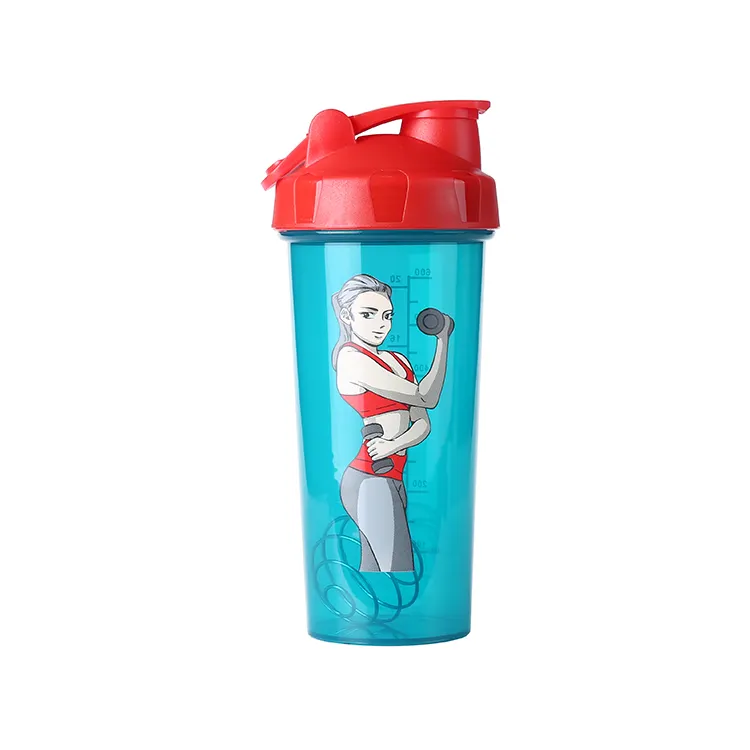 1 bouteille à Shaker en plastique sans BPA, Logo personnalisé, bouteilles de protéines pour sportif, avec boule de mélange