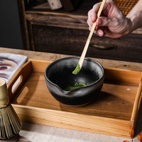 Nouveautés Set de fouet et bols japonais Matcha Logo personnalisé Service à thé Matcha en céramique noire