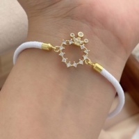 Bracelet en corde tressée RY Fashion plaqué cuivre or 18 carats en forme de cœur avec longueur réglable pour usage quotidien