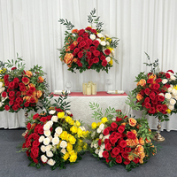Arrangement de fleurs artificielles de luxe rouge, blanc et jaune de 30 à 70 cm, centre de table de mariage pour la décoration d'événements et de fêtes