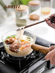 Pentola per il latte in vetro borosilicato pentola per zuppa piccola casseruola con manico in legno cucina di casa pentole pentola in vetro - Product Image 2