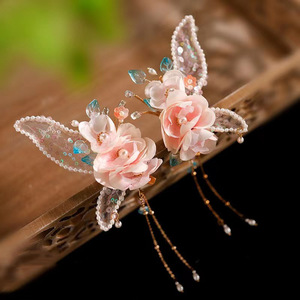 Coiffe Hanfu pour enfants, fleur en soie, jolie pince à cheveux papillon, accessoire pour cheveux de style ancien, féerique et élégant pour filles - Product Image 5