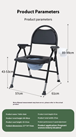 Chaise pliante portable moderne en acier au carbone avec coussin en cuir, capacité 250 kg, pour personnes âgées, salle de bain, douche, toilettes
